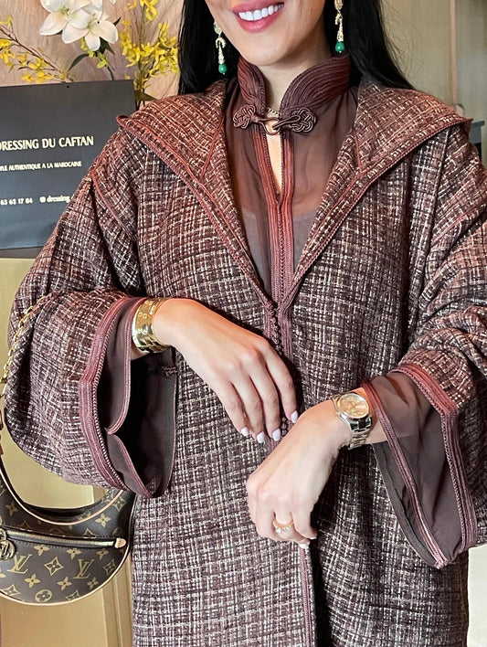 Atlas brown tweed elegance jellaba